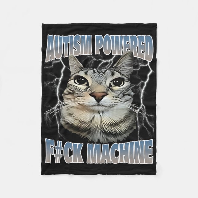 Autism Powered F#ck Machine Funny Cat Meme Autisti Fleecedecke (Vorderseite)