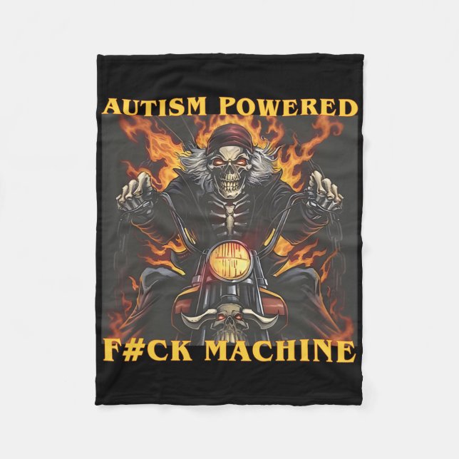 Autism Powered F#ck Machine Funny Skeleton Meme Fleecedecke (Vorderseite)