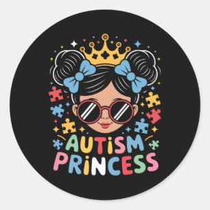 Autism Princess Afro Girls Bow Tochter Autism Awa Runder Aufkleber