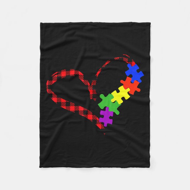 Autism Puzzle Buffalo Plaid Love Christmas Graphic Fleecedecke (Vorderseite)