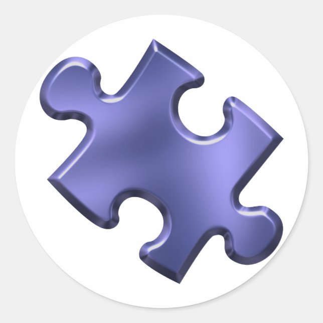 Autism Puzzle Piece Blue Runder Aufkleber (Vorderseite)