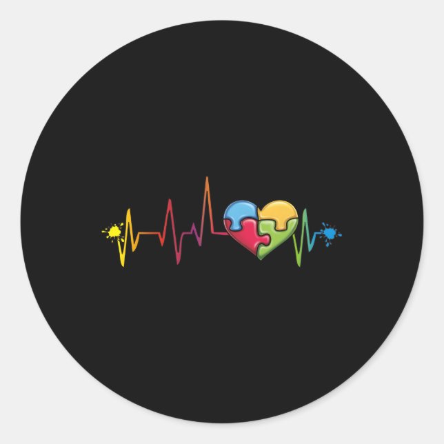 Autism Puzzle Piece Hebeat Jigsaw He Awareness Runder Aufkleber (Vorderseite)