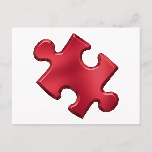 Autism Puzzle Piece Red Postkarte (Vorderseite)