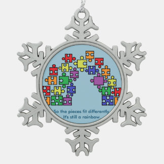 Autism Puzzle Rainbow Snowflake Ornament