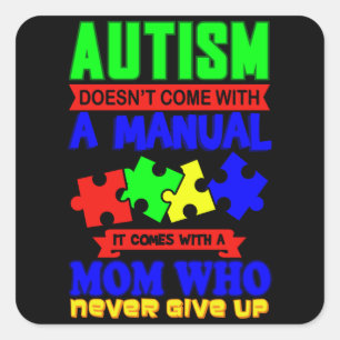 AUTISM QUOTES Autismus-Bewusstsein Geschenk Autist Quadratischer Aufkleber