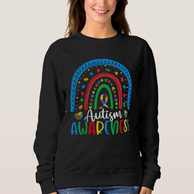 Autism Rainbow Puzzle Autism Awareness Month Women Sweatshirt (Vorderseite)