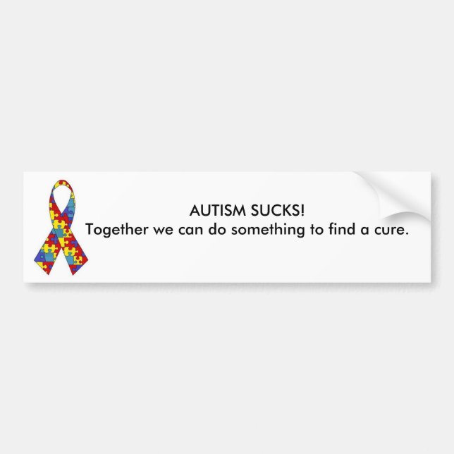 autism_ribbon, AUTISMUS IST ZUM KOTZEN! Zusammen Autoaufkleber (Vorne)