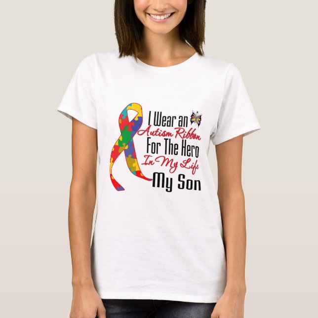 Autism Ribbon Hero in My Life My Son T-Shirt (Vorderseite)