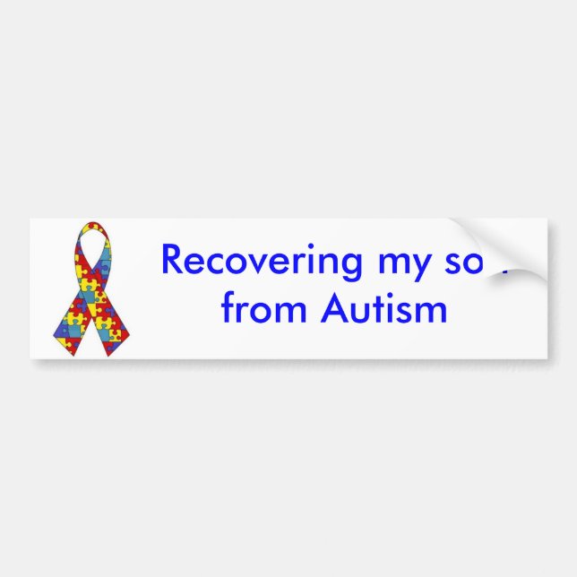 autism_ribbon, meinen Sohn von Autismus erholend Autoaufkleber (Vorne)