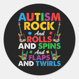 Autism Rock Roll Spin Twirls Gitarrenpuzzle Neurod Runder Aufkleber