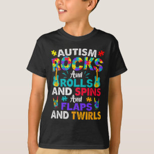 Autism Rockt, Rollt Und Dreht Autismus-Bewusstsein T-Shirt