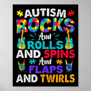 Autism Rockt Und Rollt Und Dreht Autismus-Bewussts Poster