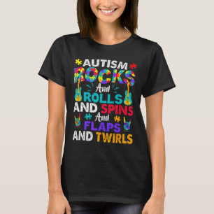 Autism Rockt Und Rollt Und Dreht Autismus-Bewussts T-Shirt