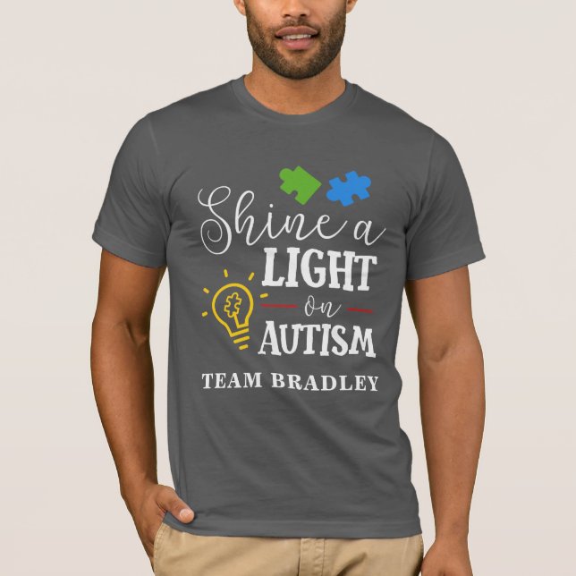 Autism Shine a Light Matching Team Custom T-Shirt (Vorderseite)