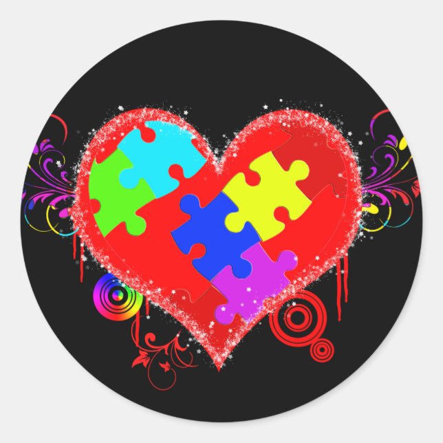 Autism Shining Heart Runder Aufkleber (Vorderseite)