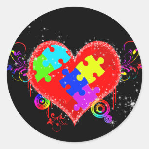 Autism Shining Heart Runder Aufkleber
