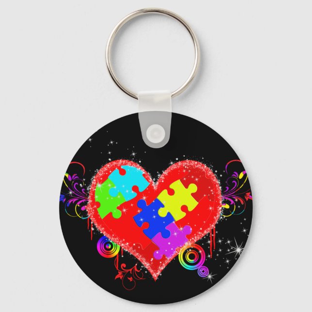 Autism Shining Heart Schlüsselanhänger (Vorderseite)