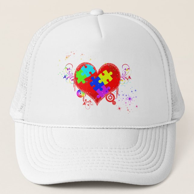 Autism Shining Heart Truckerkappe (Vorderseite)