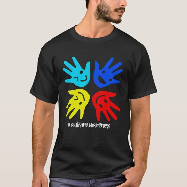 Autism Sign Hand Smile Face Autistic Child Autism  T-Shirt (Vorderseite)