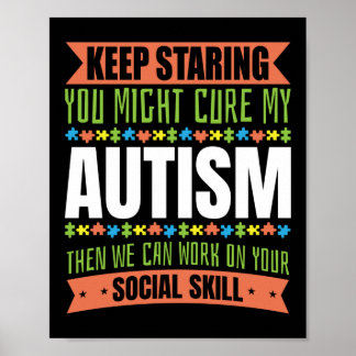 Autism Son Child Daughter Behielt Staring Cure my Poster