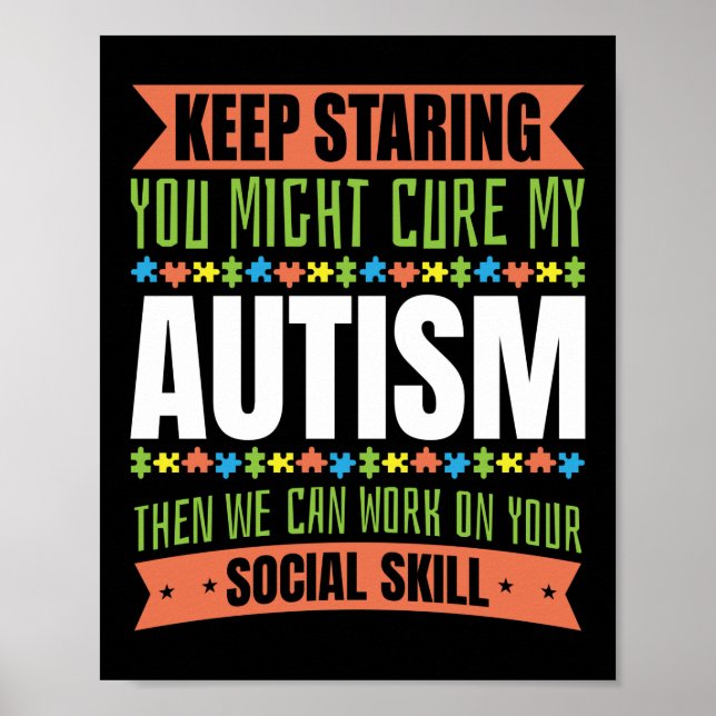 Autism Son Child Daughter Behielt Staring Cure my Poster (Vorne)