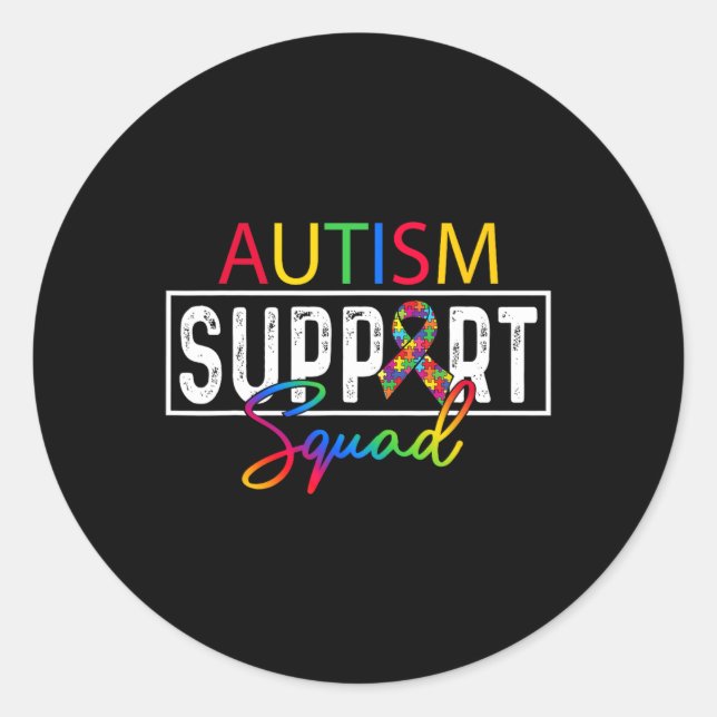 Autism-Squad-Bewusstseins-Autismus-Support-Team-Gr Runder Aufkleber (Vorderseite)