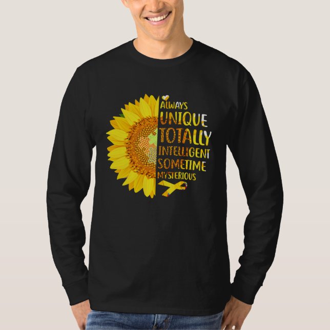 Autism Sunflower Unique Totally Intelligent Myster T-Shirt (Vorderseite)