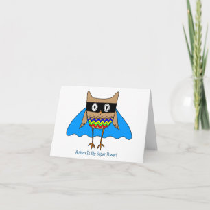 Autism Super Hero Owl, Autismus Awareness Colors Karte