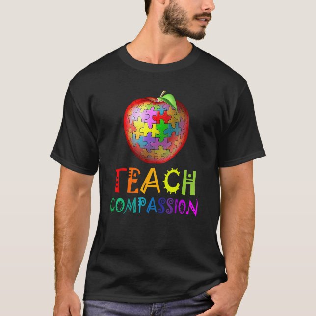 Autism Teacher teach compassion apple puzzle autis T-Shirt (Vorderseite)