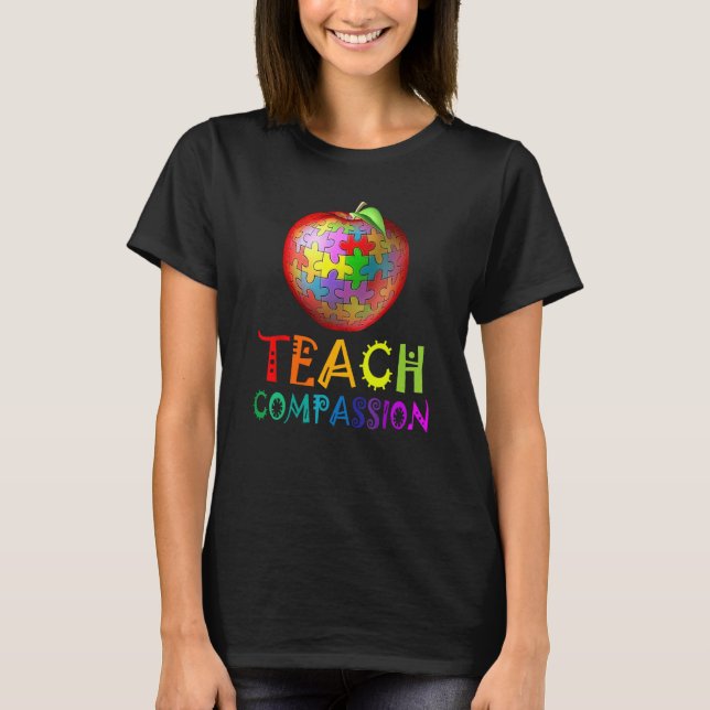 Autism Teacher teach compassion apple puzzle autis T-Shirt (Vorderseite)