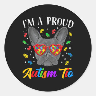 Autism Tio French Bulldog Dog Puzzle Gles Runder Aufkleber