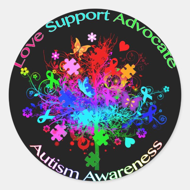 Autism Tree in Spectrum Runder Aufkleber (Vorderseite)