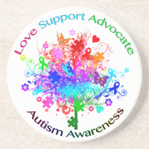 Autism Tree in Spectrum Sandstein Untersetzer