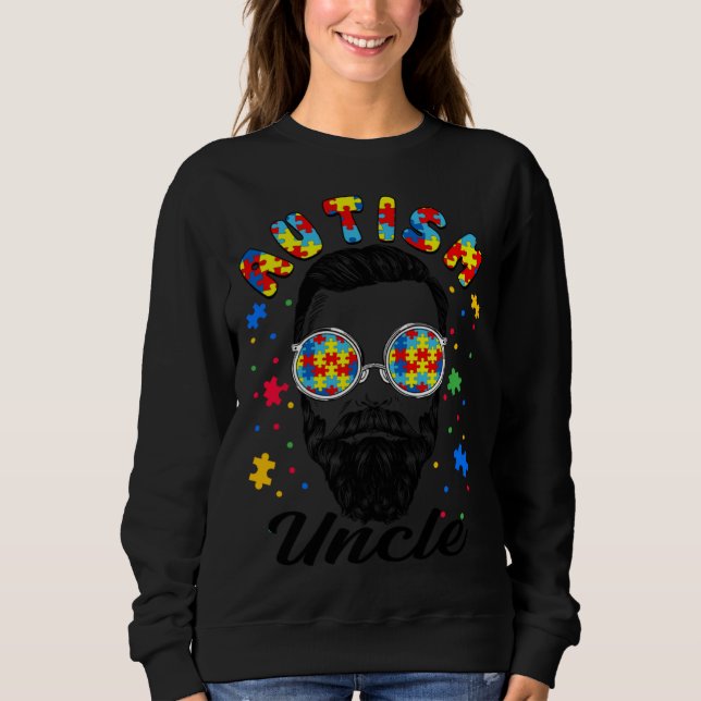 Autism Uncle Autism Awareness Family Matching Bear Sweatshirt (Vorderseite)