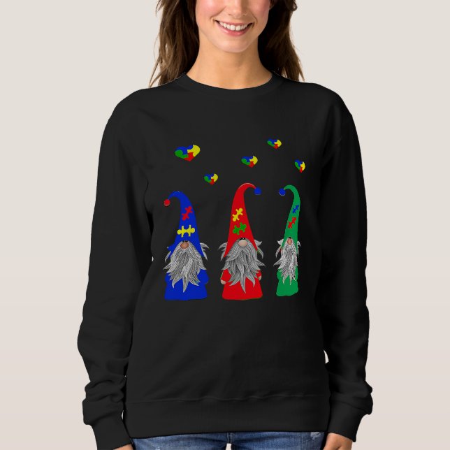 Autism Valentine Gnomes Graphic Valentines Day Sweatshirt (Vorderseite)