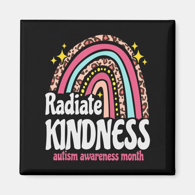 autism world awareness leopard rainbow Radiate Kin Magnet (Vorne)