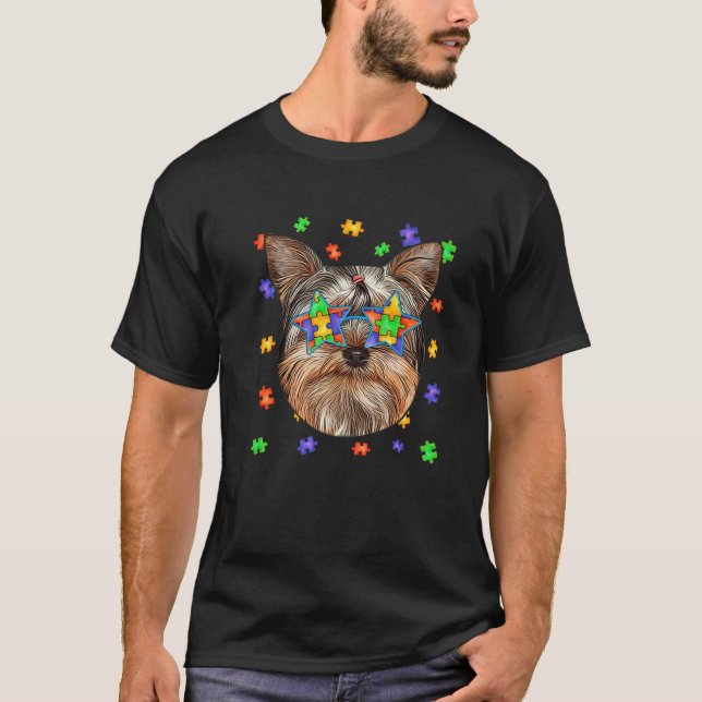 Autism Yorkshire Terrier Dog Puzzle Sonnenbrille H T-Shirt (Vorderseite)