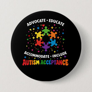 Autismus-Akzeptanz-Befürworter-Bildungs-Regenbogen Button