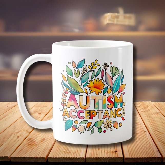 Autismus Akzeptanz Farbige Blume Kaffeetasse (Von Creator hochgeladen)