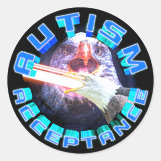 Autismus-Akzeptanz-Laser-Weltraum-Adler-Maximierun Runder Aufkleber