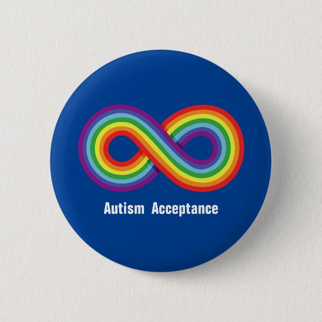 Autismus Akzeptanz Rainbow Infinity Button (Vorderseite)