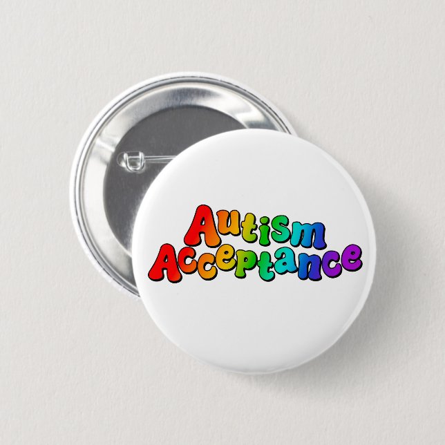 Autismus Akzeptanz Rainbow Typografie Button (Vorne & Hinten)