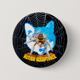 Autismus Akzeptanz Wütende Klingen-Spinnen-Katze Button