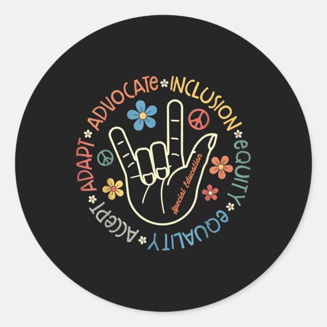 Autismus akzeptieren Adapt Advocate Inklusion Auti Runder Aufkleber (Vorderseite)