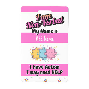 Autismus-Alarm Abzeichen für nonverbale autistisch Ausweis