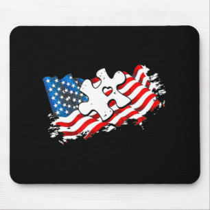 Autismus American Flag Puzzle Autismus Sensibilisi Mousepad