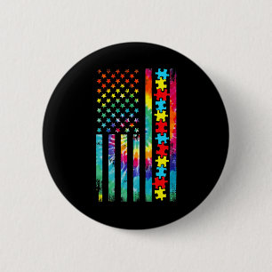 Autismus Amerikanische Flagge Gefärbte Krawatte Au Button