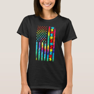 Autismus Amerikanische Flagge Tie Dye Autismus-Bew T-Shirt