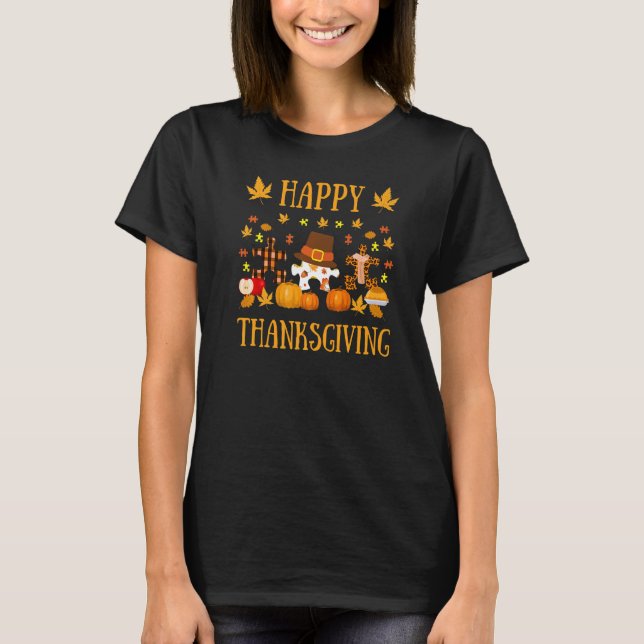 Autismus ASD Bewusstsein Puzzle Stück Autumn Happy T-Shirt (Vorderseite)