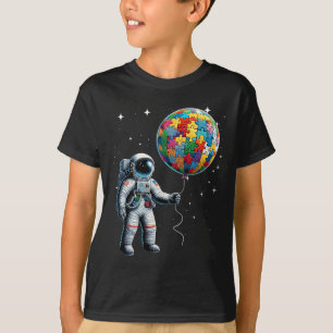 Autismus Astronaut Holding Planet Bylloons Autismu T-Shirt